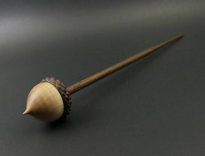 Acorn support spindle in curly maple and walnut