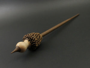 Morel mushroom support spindle in maple and walnut