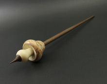 Load image into Gallery viewer, Mushroom support spindle in birdseye maple, holly, and walnut