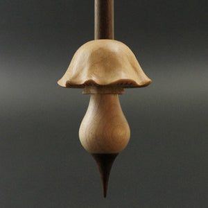 Mushroom support spindle in maple and walnut