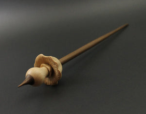 Mushroom support spindle in maple and walnut