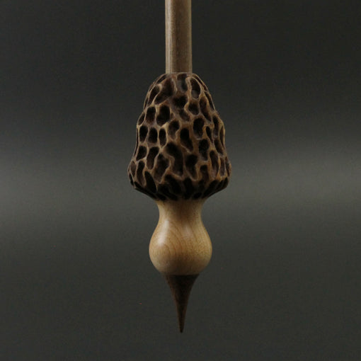 Morel mushroom support spindle in maple and walnut