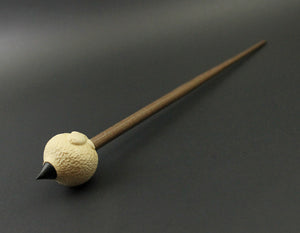 Sheep support spindle in holly and walnut