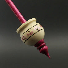Load image into Gallery viewer, Cauldron spindle in holly and hand dyed curly maple