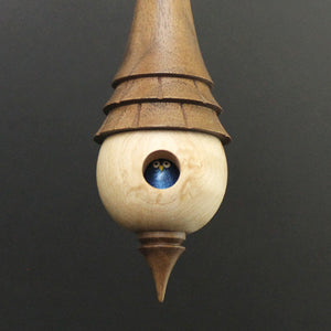 Birdhouse spindle in birdseye maple and walnut