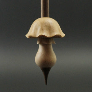 Mushroom support spindle in maple and walnut