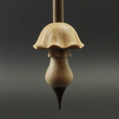 Mushroom support spindle in maple and walnut
