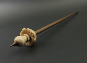 Mushroom support spindle in maple and walnut