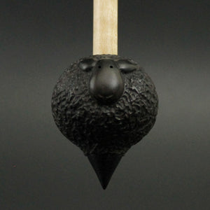 Sheep support spindle in Indian ebony and curly maple