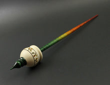Load image into Gallery viewer, Cauldron spindle in holly and hand dyed curly maple