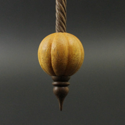 Pumpkin bead spindle in osage orange and walnut