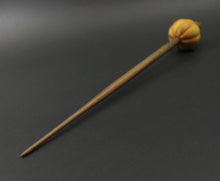 Load image into Gallery viewer, Pumpkin bead spindle in osage orange and walnut