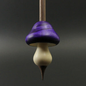 Mushroom support spindle in hand dyed curly mappa, holly, and walnut