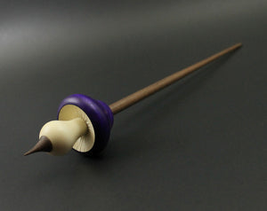 Mushroom support spindle in hand dyed curly mappa, holly, and walnut