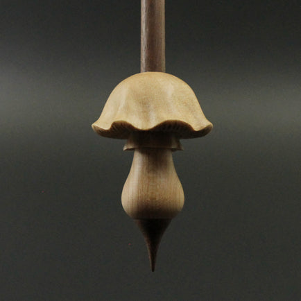 Mushroom support spindle in maple and walnut