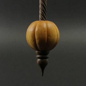 Pumpkin bead spindle in osage orange and walnut