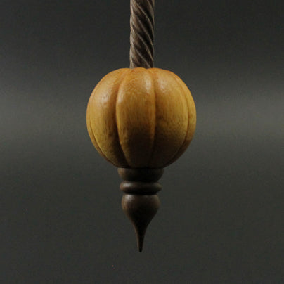 Pumpkin bead spindle in osage orange and walnut