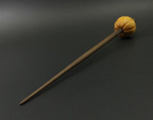 Load image into Gallery viewer, Pumpkin bead spindle in osage orange and walnut