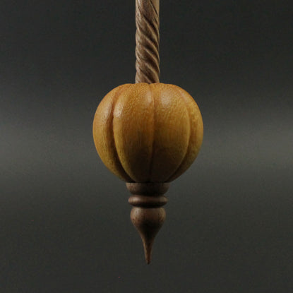 Pumpkin bead spindle in osage orange and walnut