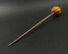 Load image into Gallery viewer, Pumpkin bead spindle in osage orange and walnut