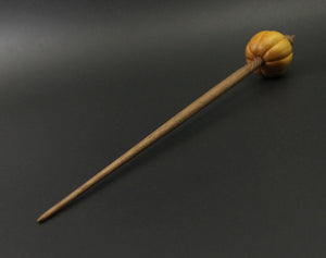 Pumpkin bead spindle in osage orange and walnut