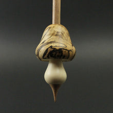 Load image into Gallery viewer, Mushroom support spindle in spalted hackberry, holly, and walnut