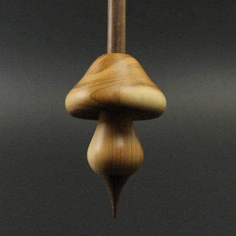 Mushroom support spindle in yew and walnut