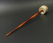 Load image into Gallery viewer, Cauldron spindle in holly and hand dyed curly maple