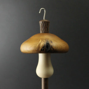 Drop spindle in yew, holly, and walnut