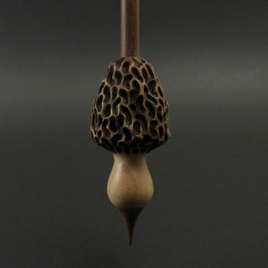 Morel mushroom support spindle in maple and walnut