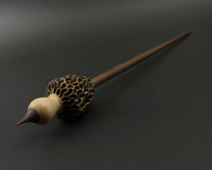 Morel mushroom support spindle in maple and walnut