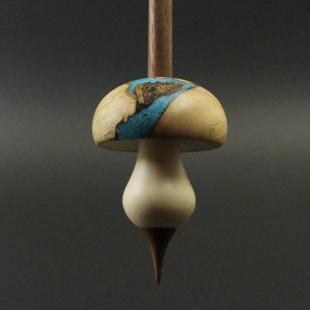 Mushroom support spindle in box elder burl, holly, and walnut (<font color=