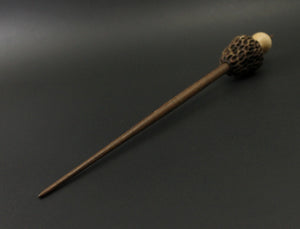 Morel mushroom support spindle in maple and walnut