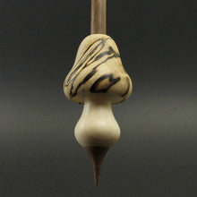 Load image into Gallery viewer, Mushroom support spindle in spalted hackberry, holly, and walnut