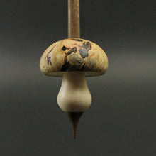 Load image into Gallery viewer, Mushroom support spindle in flame box elder burl, holly, and walnut
