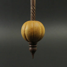 Load image into Gallery viewer, Pumpkin bead spindle in osage orange and walnut