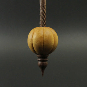 Pumpkin bead spindle in osage orange and walnut