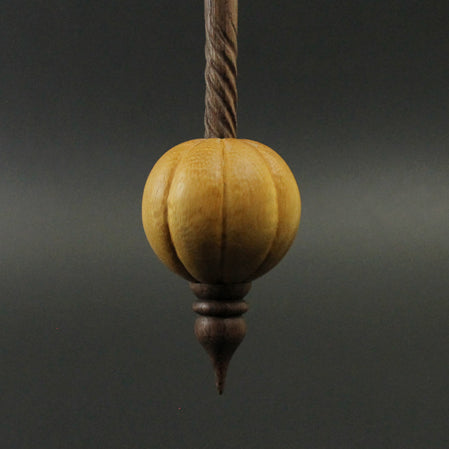 Pumpkin bead spindle in osage orange and walnut