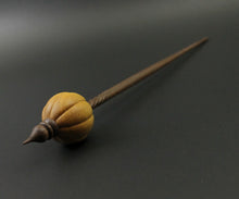 Load image into Gallery viewer, Pumpkin bead spindle in osage orange and walnut