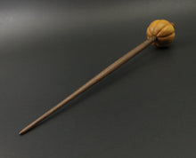 Load image into Gallery viewer, Pumpkin bead spindle in osage orange and walnut