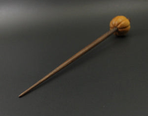 Pumpkin bead spindle in osage orange and walnut