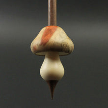 Load image into Gallery viewer, Mushroom support spindle in flame box elder burl, holly, and walnut (<font color="red"<b>RESERVED</b></font> for Marie)