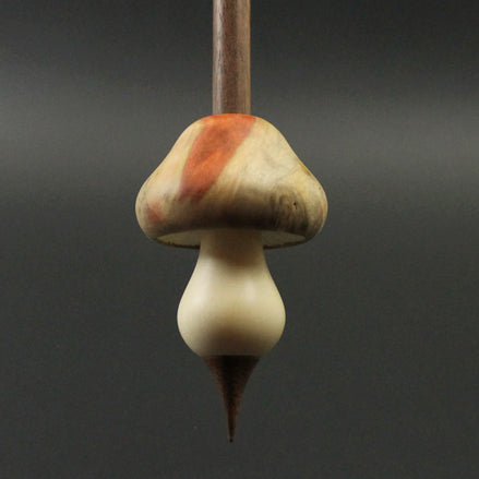 Mushroom support spindle in flame box elder burl, holly, and walnut (<font color=