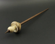 Load image into Gallery viewer, Mushroom support spindle in flame box elder burl, holly, and walnut (<font color="red"<b>RESERVED</b></font> for Marie)
