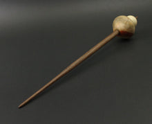 Load image into Gallery viewer, Mushroom support spindle in flame box elder burl, holly, and walnut (<font color="red"<b>RESERVED</b></font> for Marie)
