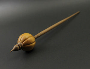 Pumpkin bead spindle in osage orange and walnut