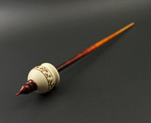 Load image into Gallery viewer, Cauldron spindle in holly and hand dyed curly maple