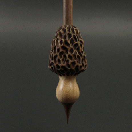 Morel mushroom support spindle in maple and walnut