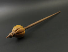 Load image into Gallery viewer, Pumpkin bead spindle in osage orange and walnut