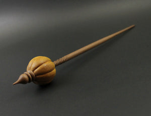 Pumpkin bead spindle in osage orange and walnut